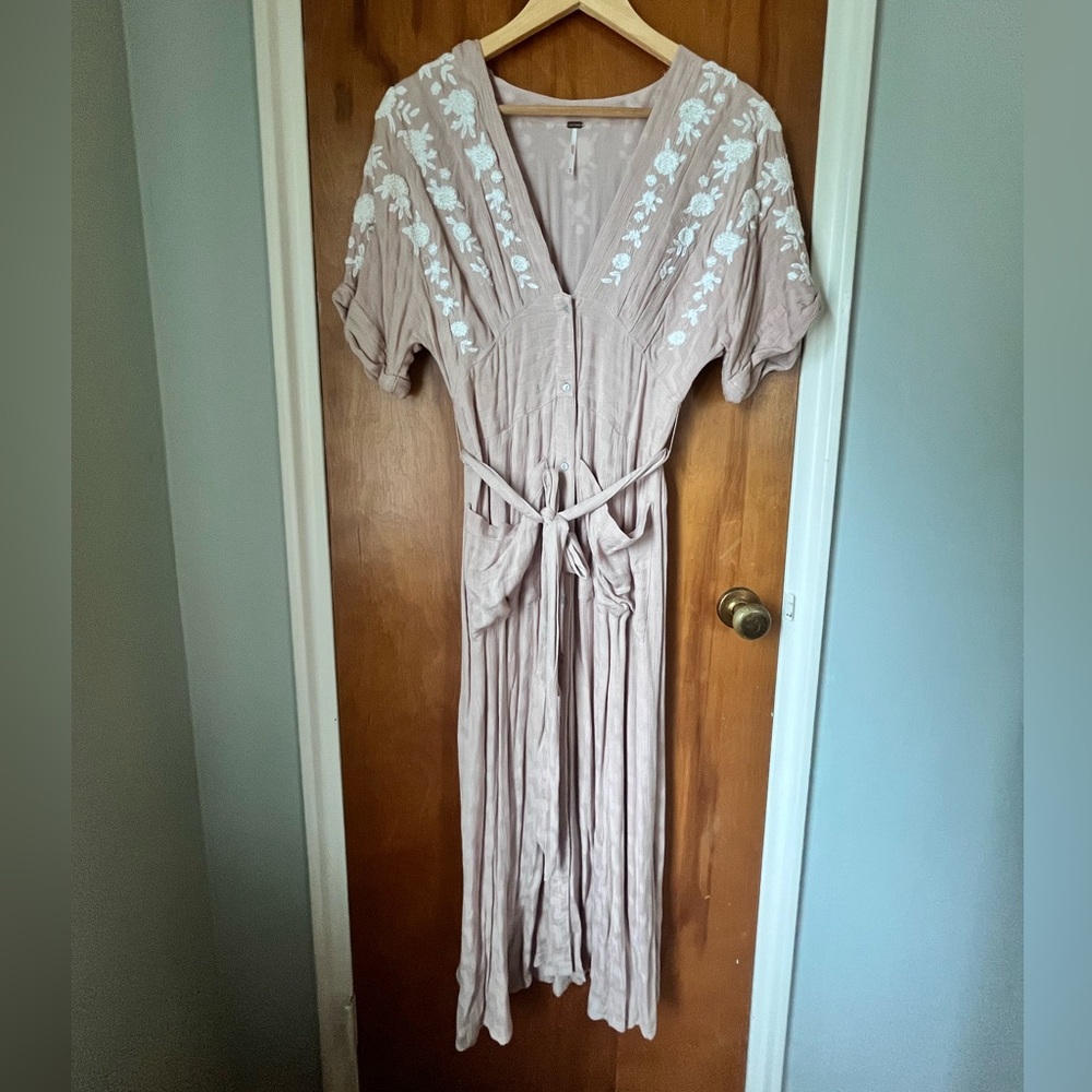Free People Embroidered Button Down Dress